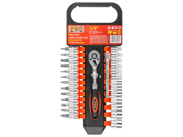 Набор головок и бит 28пр. 1/4" PRO STARTUL (PRO-42814) (6 граней)