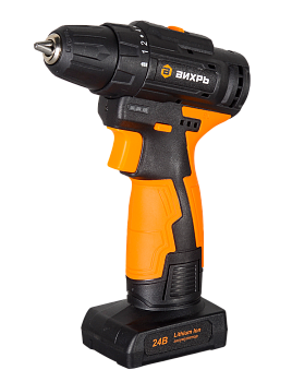 Дрель-шуруповерт аккумуляторная ДА-24Л-2К/Б (2,0 А/ч) (бесщеточный двигатель) Вихрь