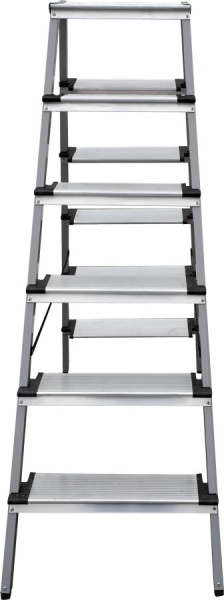 Стремянка алюминий-сталь 2x6 ступеней 130 мм с площадкой 260 мм NV1147 Новая высота 1147206