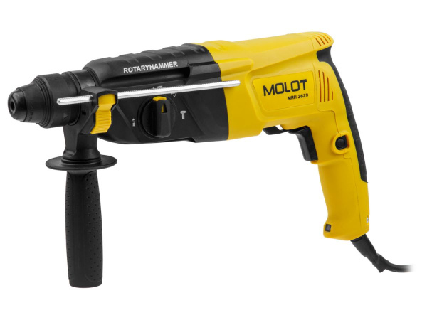 Перфоратор MOLOT MRH 2629 в чем. + (2 зубила, 3 сверла) (800 Вт, 3.0 Дж, 3 реж., патрон SDS-plus, вес 3.0 кг)