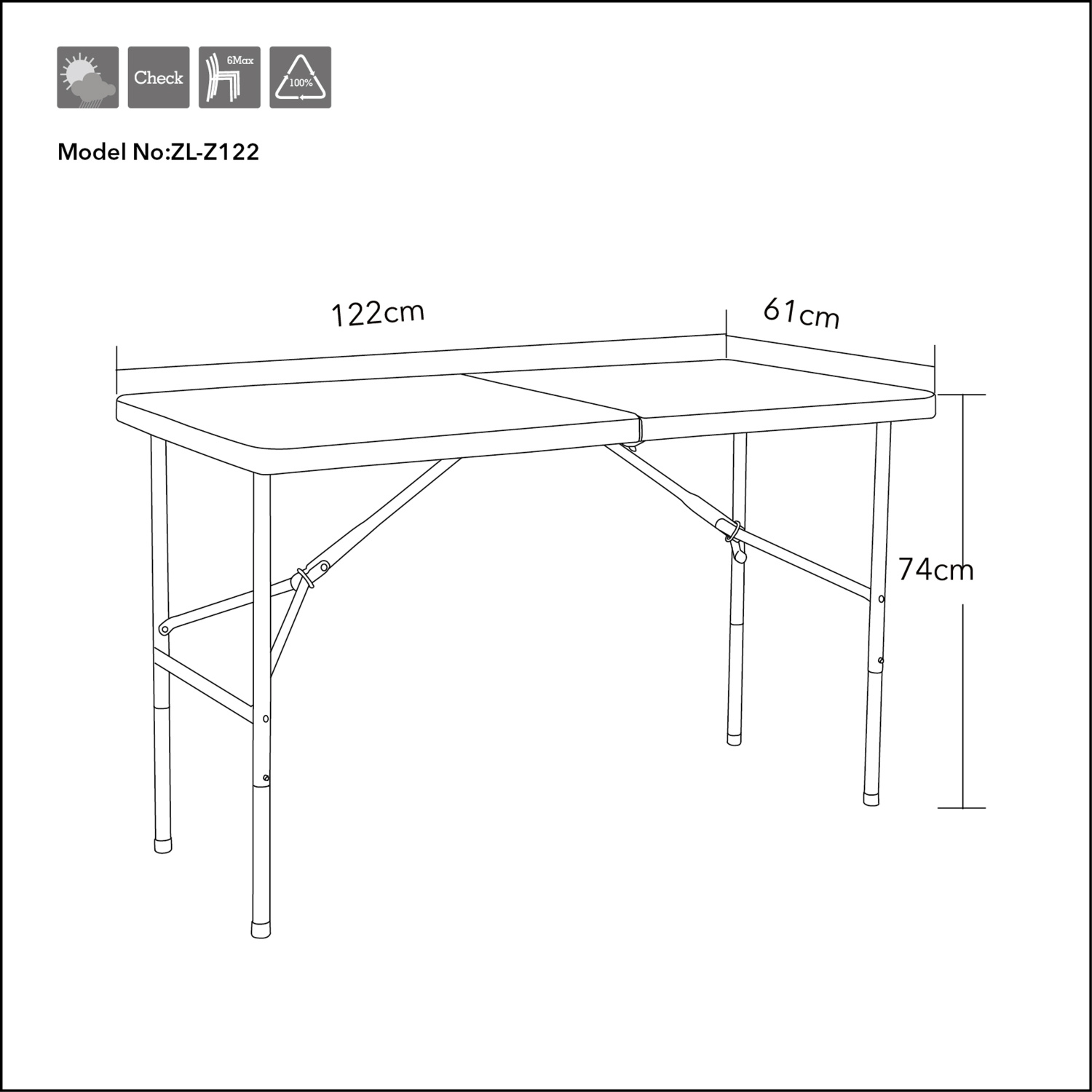 Стол складной пластиковый Angioletto 122 см