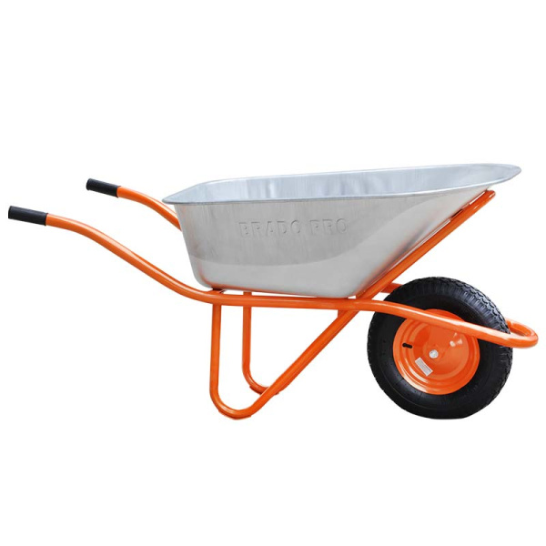 Тачка строительная BRADO 130 expert PRO  (до 130 л, до 300 кг, 1x4.00-8, пневмо, ось 16*100)