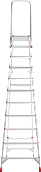 Стремянка профессиональная алюминиевая 11 ступеней площадка 350х260 мм дуга безопасности 800 мм NV3136 Новая высота 3136111