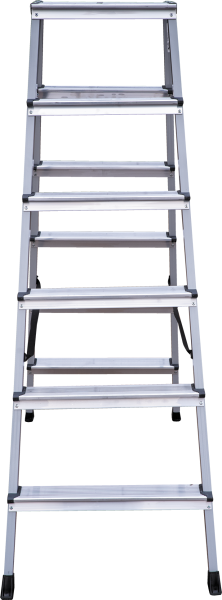 Стремянка алюминий-сталь двухсторонняя 2x6 ступеней с площадкой 260 мм NV2140 Новая высота 2140206