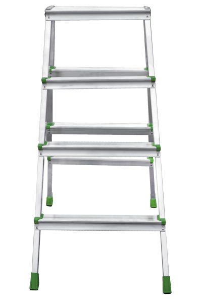 Стремянка алюминиевая двухсторонняя 2x4 ступени площадка 260мм NV 212 Новая высота 2120204