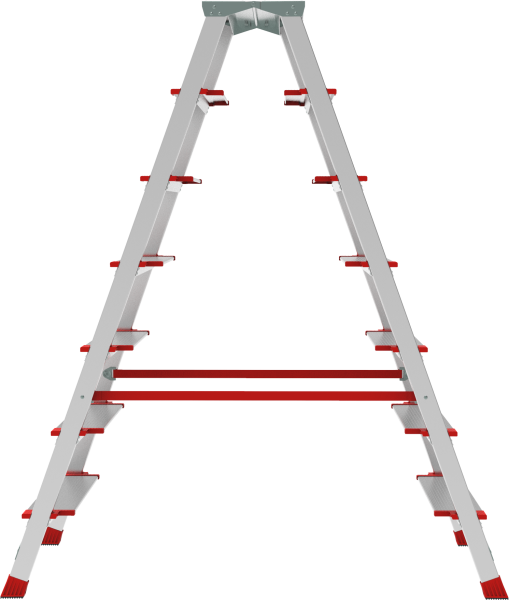 Стремянка профессиональная алюминиевая двухсторонняя 2x7 ступеней 130 мм площадка 260 мм NV3127 Новая высота 3127207