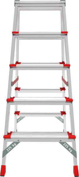 Стремянка профессиональная алюминиевая двухсторонняя 2x5 ступеней 130 мм площадка 260 мм NV3127 Новая высота 3127205