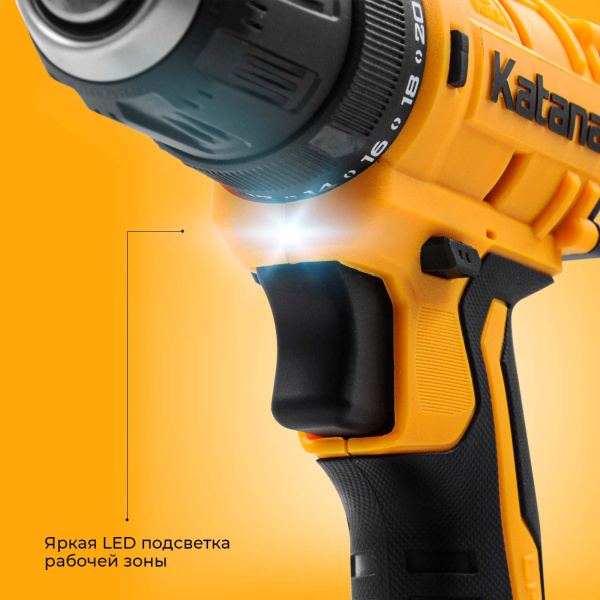 Дрель-шуруповерт аккумуляторный Katana HD Line BCD 5500 (21В,Бесщеточн.,2акк,2А/ч,Li-ion,10бит,кейс)