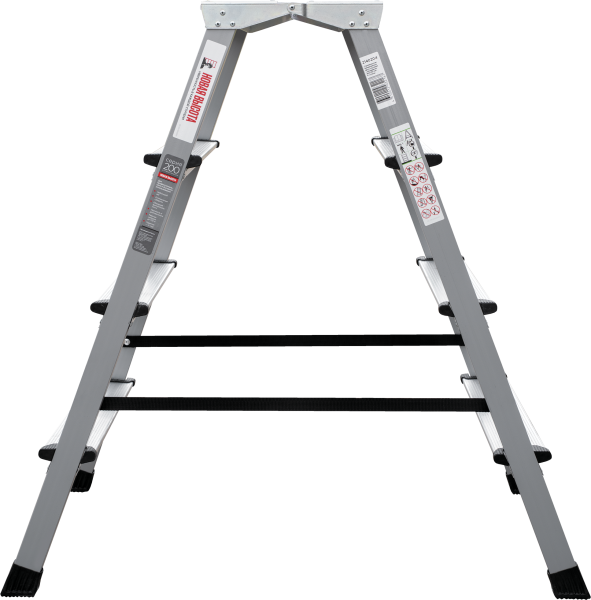 Стремянка алюминий-сталь двухсторонняя 2x4 ступени с площадкой 260 мм NV2140 Новая высота 2140204