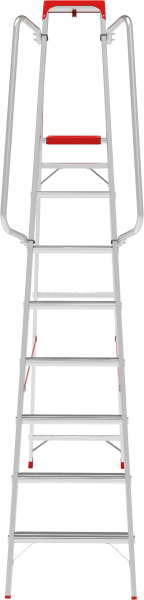 Стремянка индустриальная алюминиевая 8 развальцованных ступеней органайзер NV5115 Новая высота 5115108