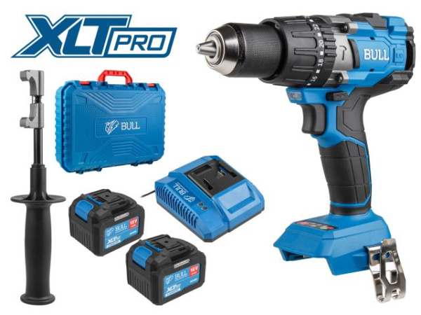 Аккумуляторный дрель-шуруповерт BULL SR 1805 в чем. XLTpro, 2х6 А*ч, БЕСЩЕТ., 18 В, 120 Н*м, БЗП