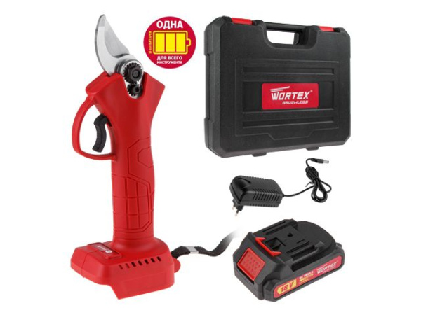 Аккум. секатор WORTEX CBS 2535 ALL1 в чем. (18.0 В, БЕЗ АККУМУЛЯТОРА, ветки до 25.0 мм)