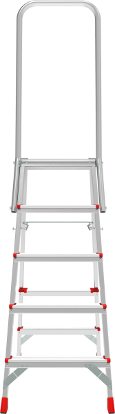 Стремянка профессиональная алюминиевая 5 ступеней площадка 350х260 мм дуга безопасности 800 мм NV3136 Новая высота 3136105