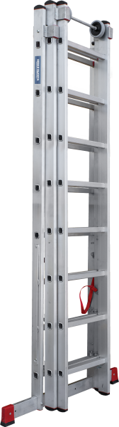 Лестница индустриальная алюминиевая трехсекционная 3x8 ступеней NV5230 Новая высота 5230308
