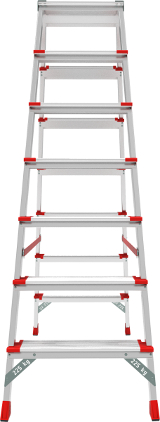 Стремянка профессиональная алюминиевая двухсторонняя 2x7 ступеней 130 мм площадка 260 мм NV3127 Новая высота 3127207