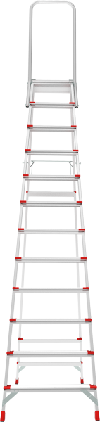 Стремянка профессиональная алюминиевая 12 ступеней 130мм площадка 350х260мм дуга безопасности 800мм Новая высота 3139112