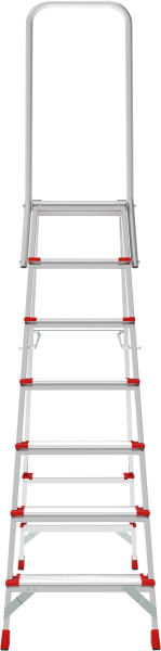 Стремянка профессиональная алюминиевая 7 ступеней 130мм площадка 350х260мм дуга безопасности 800мм Новая высота 3139107