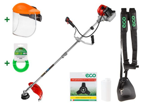 Мотокоса ECO GTP-145S Сomfort с разб. штангой + Щиток защ + Леска ф2ммх15м кругл