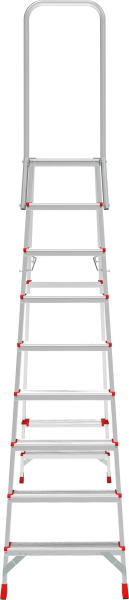Стремянка профессиональная алюминиевая 10 ступеней площадка 350х260 мм дуга безопасности 800 мм NV3136 Новая высота 3136110