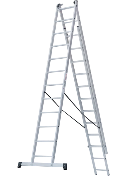 Лестница алюминиевая трехсекционная 3x12 ступеней NV123 Новая высота 1230312