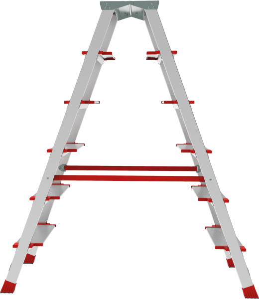 Стремянка профессиональная алюминиевая двухсторонняя 2x6 ступеней 130 мм площадка 260 мм NV3127 Новая высота 3127206