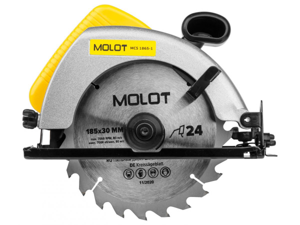 Циркулярная пила MOLOT MCS 1865-1 в кор. (1200 Вт, 185х30 мм, до 65 мм)
