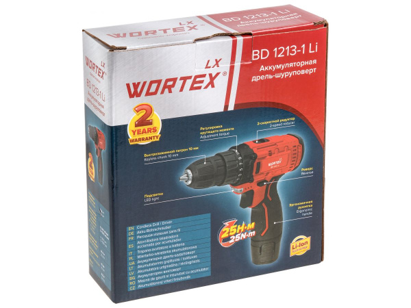 Аккум. дрель-шуруповерт WORTEX LX BD 1213-1 Li в кор. 