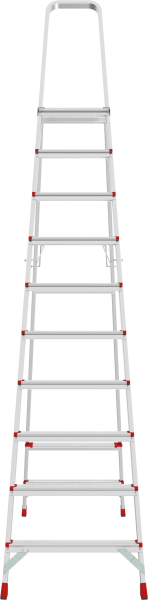 Стремянка профессиональная алюминиевая 10 ступеней с большой площадкой NV3130 Новая высота 3130110