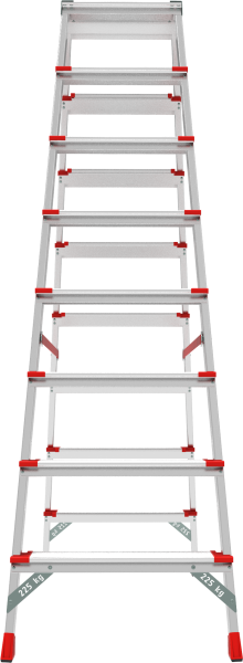 Стремянка профессиональная алюминиевая двухсторонняя 2x8 ступеней 130 мм площадка 260 мм NV3127 Новая высота 3127208