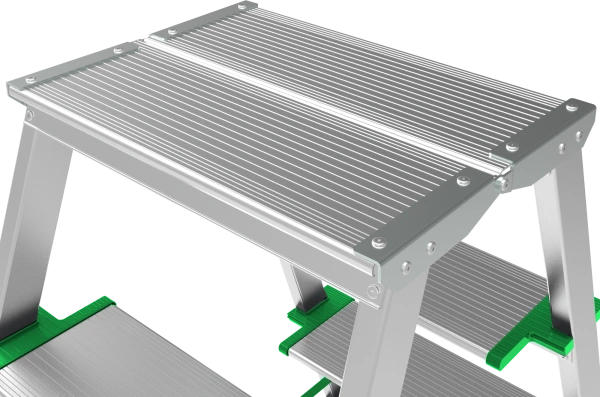 Стремянка алюминиевая двухсторонняя 2x4 ступени 130 мм площадка 260 мм NV 2127 Новая высота 2127204