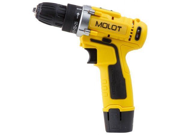 Аккум. дрель-шуруповерт MOLOT MBD 1213-1 Li в кор. (12.0 В, 1 акк., 1.3 А/ч Li-Ion, 1 скор., 20 Нм, шурупы до 6 мм)