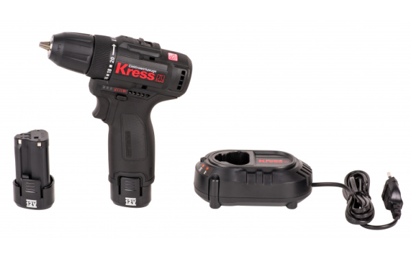 Аккумуляторный бесщеточный шуруповерт Kress KU202.1, 12В, 2Ач х 2, кейс