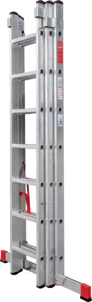 Лестница профессиональная алюминиевая трёхсекционная 3х7 ступеней NV3230 Новая высота 3230307