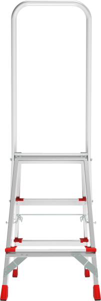 Стремянка профессиональная алюминиевая 3 ступени 130мм площадка 350х260мм дуга безопасности 800мм Новая высота 3139103