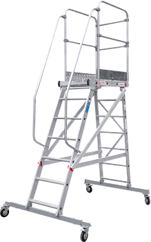 Индустриальная передвижная лестница-подмости 7 ступеней с платформой и ограждением NV5510 Новая высота 5510107