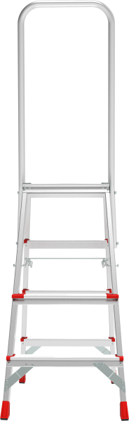 Стремянка профессиональная алюминиевая 4 ступени площадка 350х260 мм дуга безопасности 800 мм NV3136 Новая высота 3136104