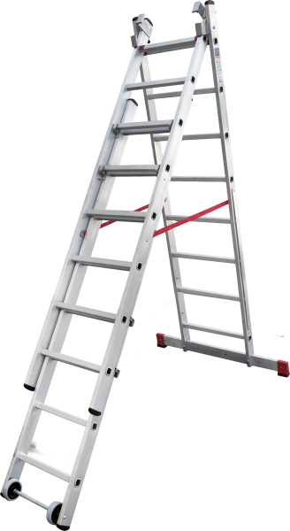 Лестница индустриальная алюминиевая трехсекционная 3x8 ступеней NV5230 Новая высота 5230308