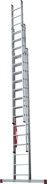 Лестница профессиональная алюминиевая трёхсекционная 3х14 ступеней NV3230 Новая высота 3230314