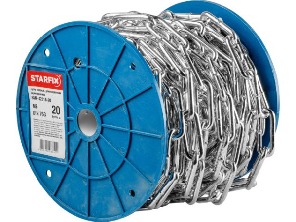 М6 Цепь сварная длиннозвенная оцинк. DIN 763 (бухта 20 м)