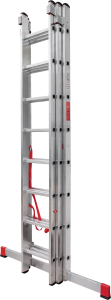 Лестница профессиональная алюминиевая трёхсекционная 3х8 ступеней NV3230 Новая высота 3230308