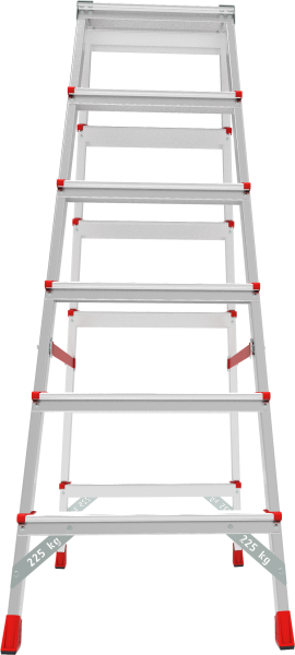 Стремянка профессиональная алюминиевая 2x6 ступеней двухсторонняя с площадкой 350х260 мм NV3121 Новая высота 3121206