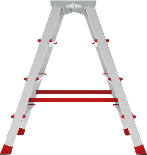 Стремянка профессиональная алюминиевая 2x4 ступени двухсторонняя с площадкой 350х260 мм NV3121 Новая высота 3121204