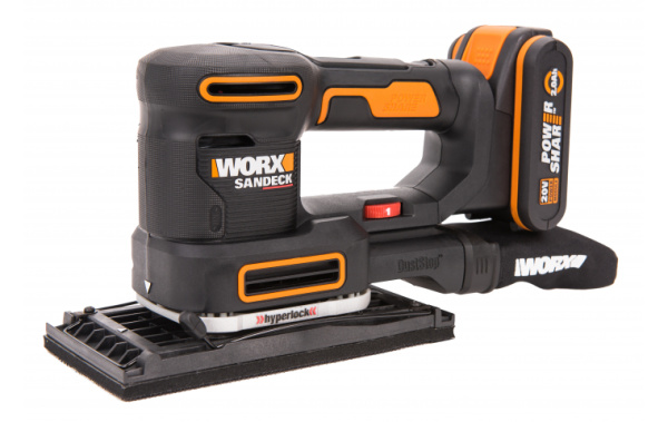 Виброшлифмашина аккумуляторная WORX WX820, 20В, 2Ач х 1,кейс