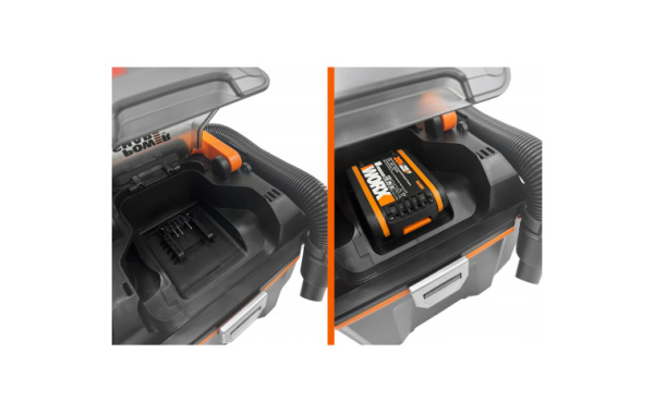 Пылесос аккумуляторный для влажной и сухой уборки WORX WX031.9, 20В, без АКБ и ЗУ