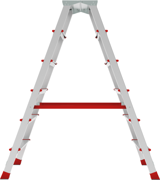 Стремянка профессиональная алюминиевая 2x6 ступеней двухсторонняя с площадкой 350х260 мм NV3121 Новая высота 3121206
