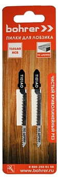 Пилка  для лобзиков по дереву T101AO HCS чистый криволинейный рез (2шт.) Bohrer 37201011