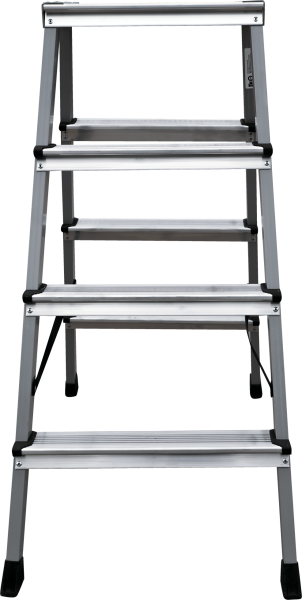 Стремянка алюминий-сталь двухсторонняя 2x4 ступени с площадкой 260 мм NV2140 Новая высота 2140204