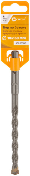 10x160 мм Бур по бетону SDS-plus c тремя отводящими каналами Cutop Profi Plus 49-10160