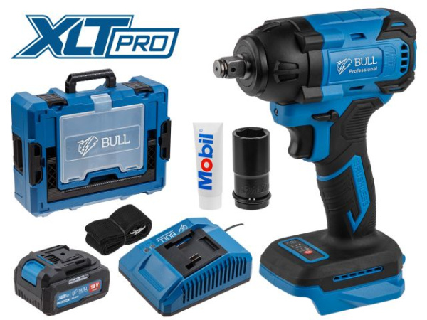 Аккумуляторный ударный гайковерт BULL SC 1804 Xcase XLTpro БЕСЩЕТ., 18 В, 400 Н*м, 1/2", 1х4 А*ч, з/у 4 А 