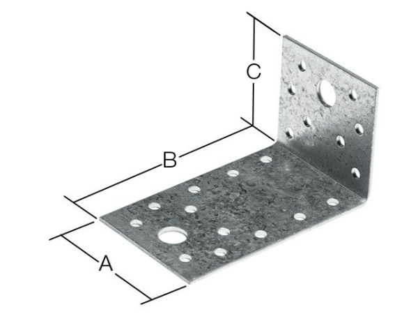 90х150х60 мм Уголок крепежный асимметричный KUAS белый цинк (10 шт.)
